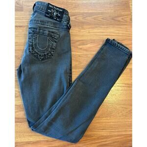 True Religion Halle Dark Grey Super Skinny Jeans - Size 25